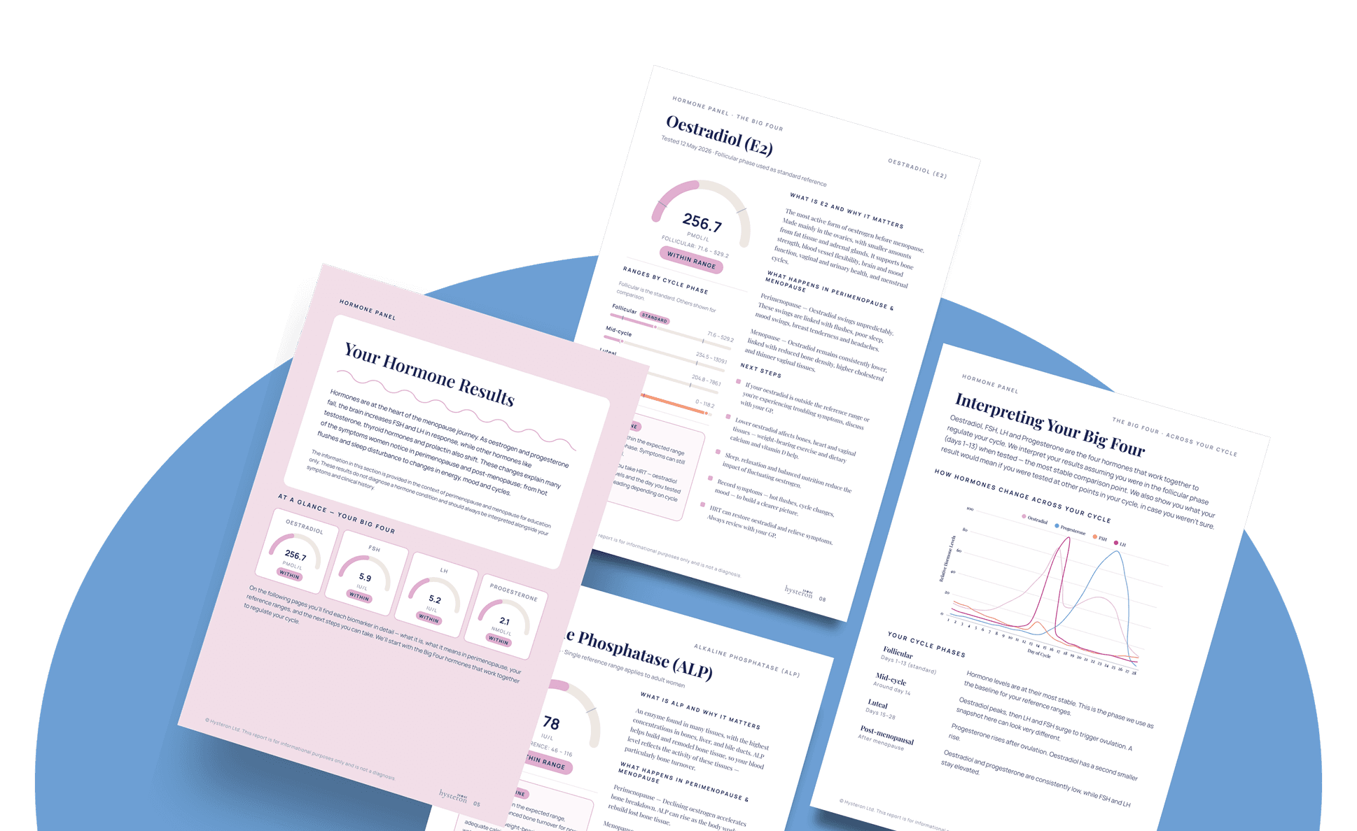 A spread of personal hormone report pages